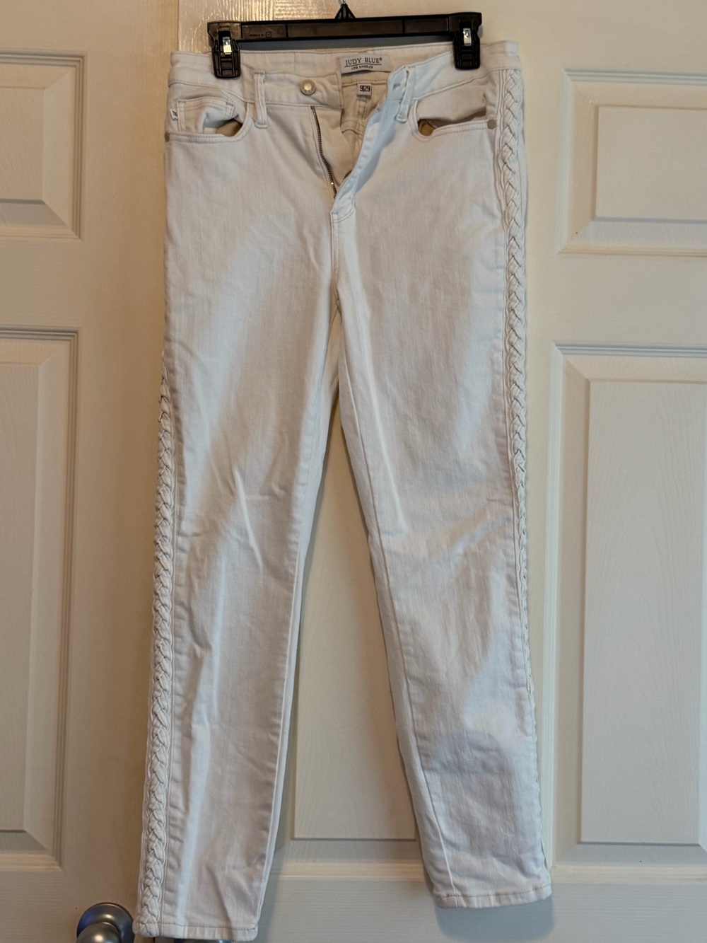 Judy Blue White Braided Side Jeans 9/29